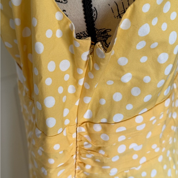 Robbie Bee Yellow Polka Dot Dress Sleeveless Midi 100% Cotton - Picture 5 of 6